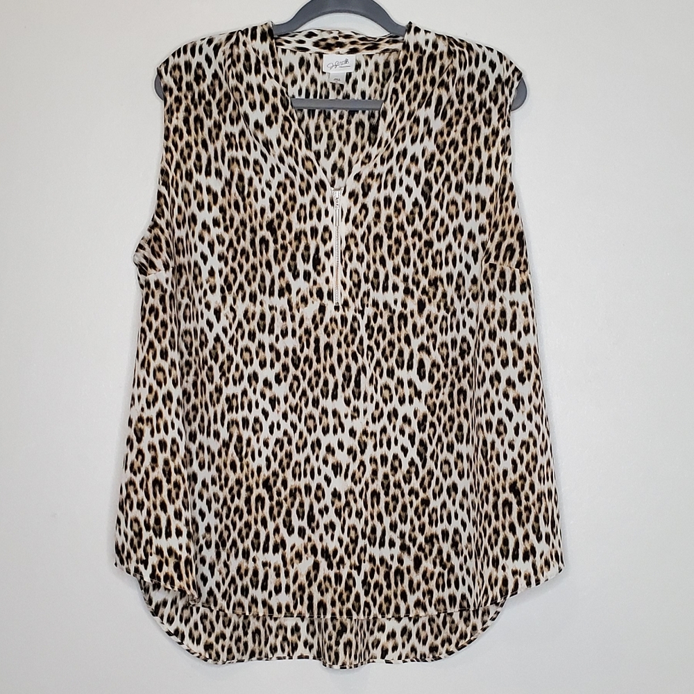 Jaclyn Smith Plus Size Cheetah Sleeveless Top
